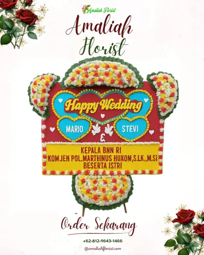 Karangan Papan Bunga Pernikahan di Seberang Mesjid